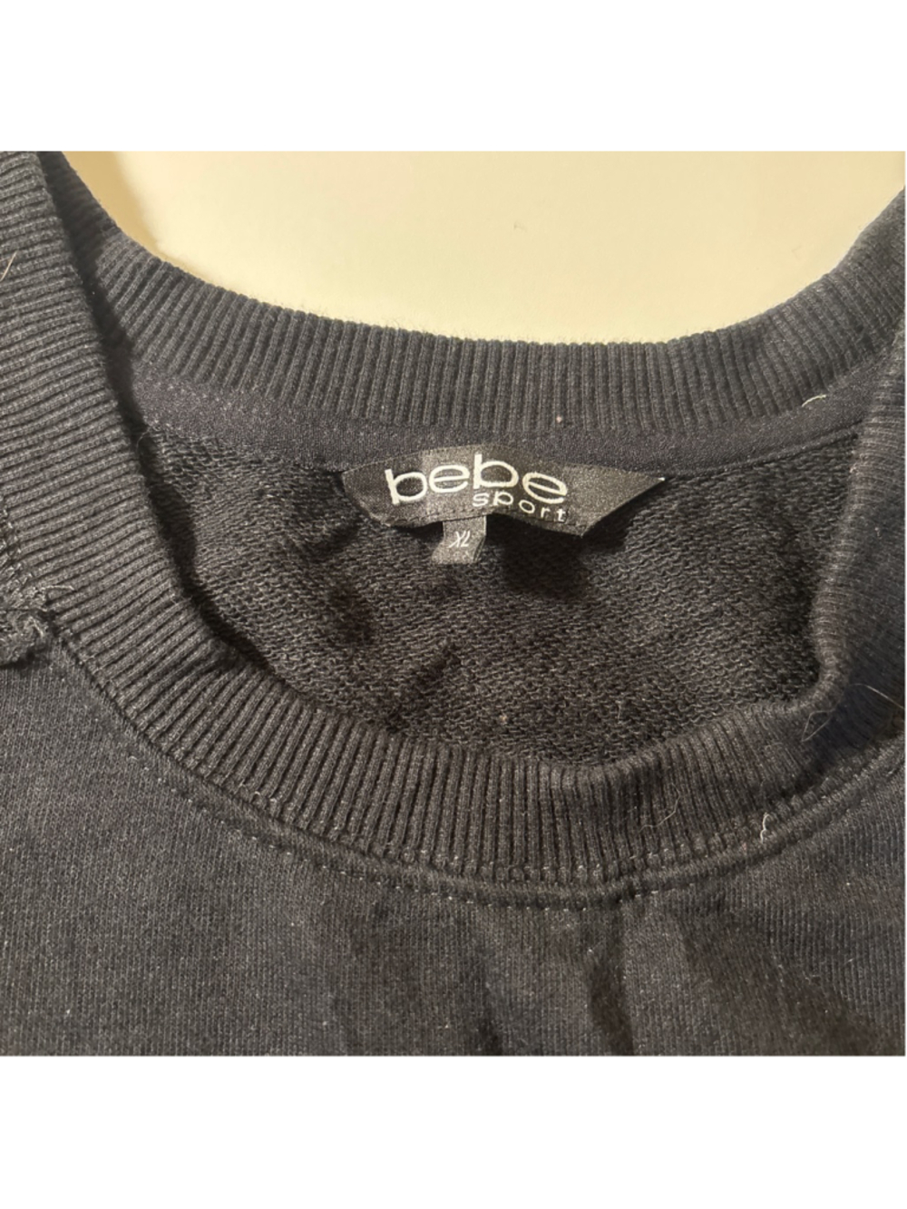 bebe Sport Black Distressed Sweatshirt - Size XL - Picture 2 of 5